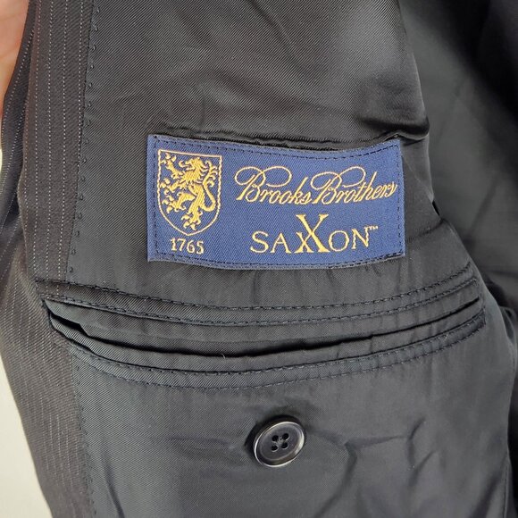 Brooks Brothers 1818 Milano Slim Saxxon Wool Blazer Black Pinstripe 42L - Picture 10 of 15